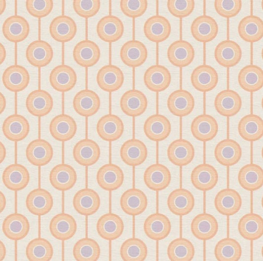 Retro Chic Lollipop Wallpaper - Beige & Coral Sample