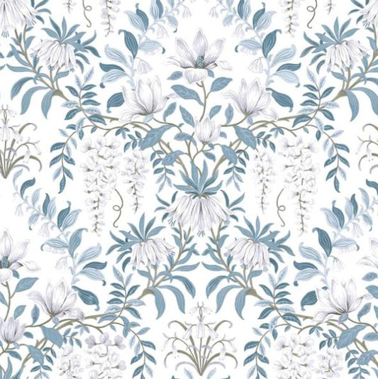 Laura Ashley Parterre Off White/Seaspray Wallpaper Sample