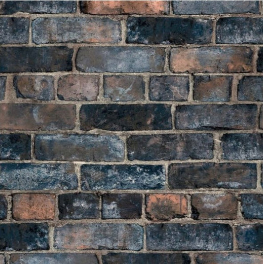 Durham Brick Industrial Wallpaper Blue Sample