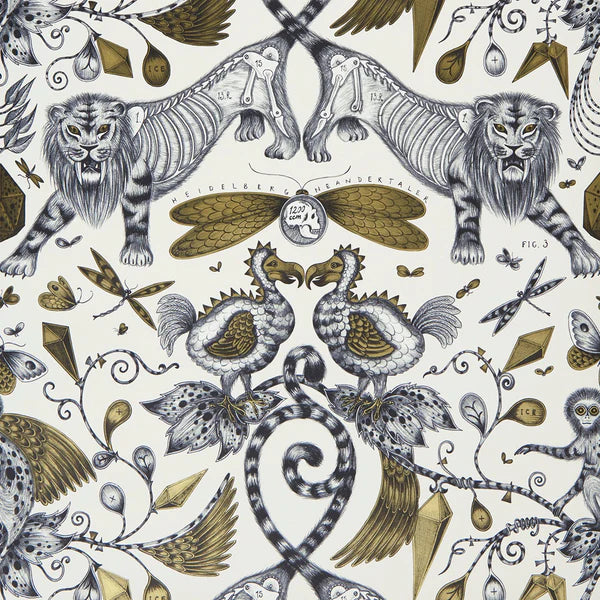 Clarke & Clarke Extinct Wallpaper- Gold Sample