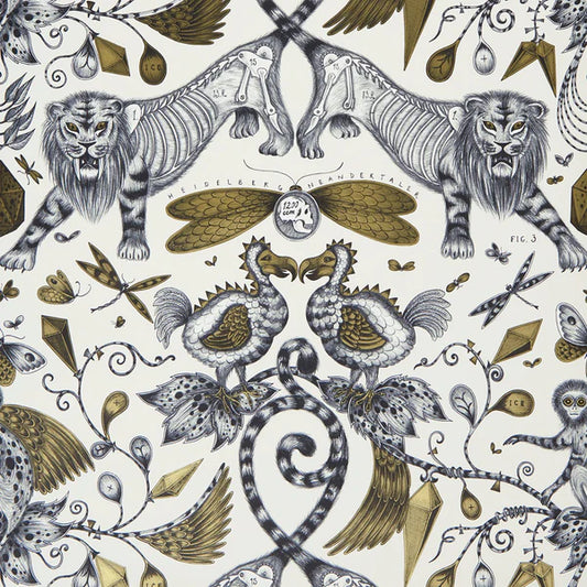 Clarke & Clarke Extinct Wallpaper- Gold Sample