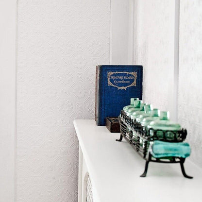 Anaglypta Supaglypta Spencer Floral Motif Wallpaper White