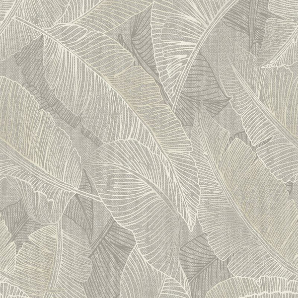 Anaya Textured Leaf Grey Wallpaper Sample