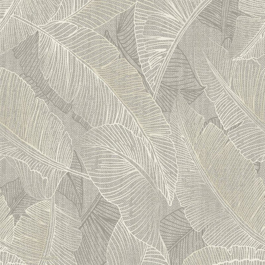 Anaya Textured Leaf Grey Wallpaper Sample