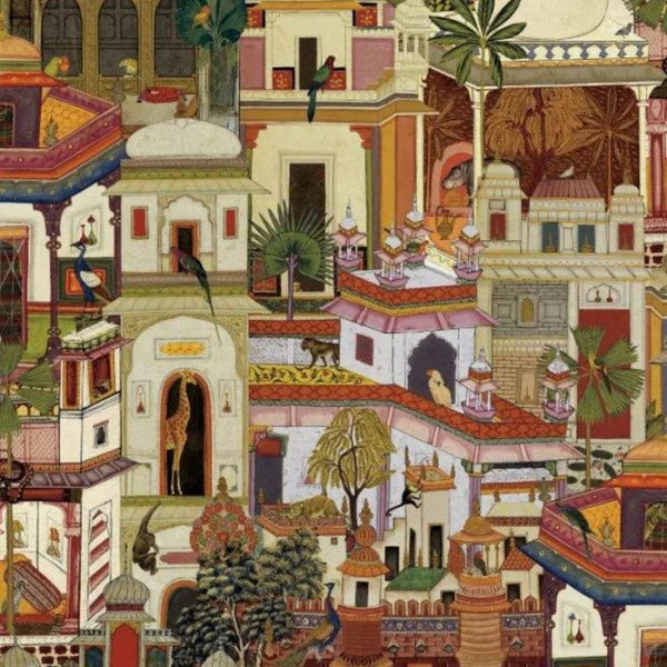 Animal City Burnt Orange Wallpaper Sample
