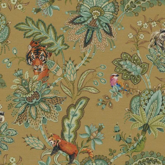 Animal Jacobean Wallpaper Ochre Sample