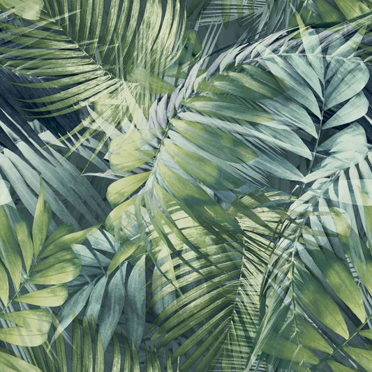 Antigua Palm Wallpaper Green Sample