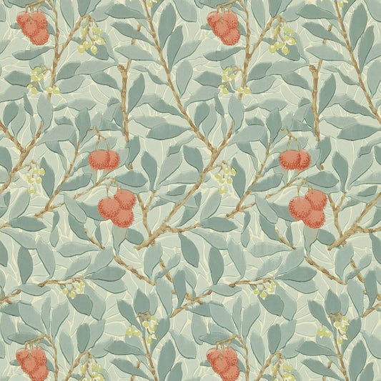 Morris & Co Arbutus Wallpaper - Blue/Pink Sample