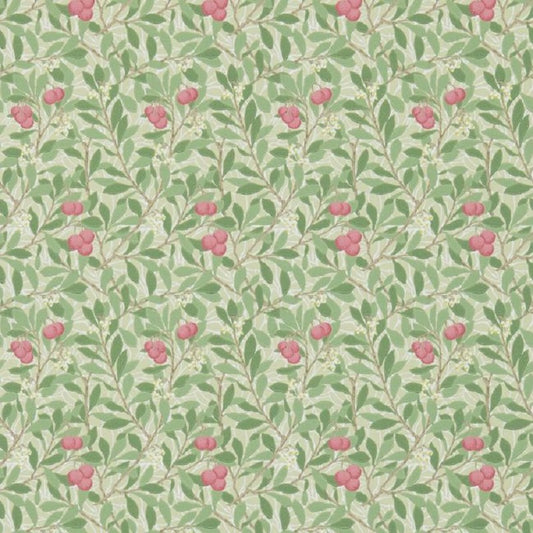 Morris & Co Arbutus Wallpaper - Olive/Pink Sample