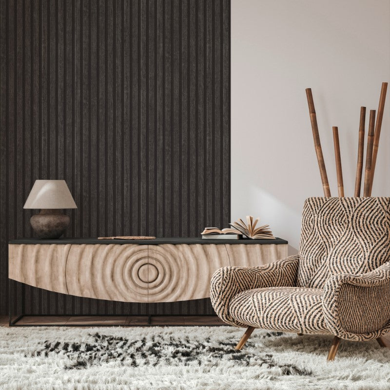 Cream Wood Optic Panelling Wallpaper | 3D Textured Timber Plank Effect | Self-Adhesive Wall Decor