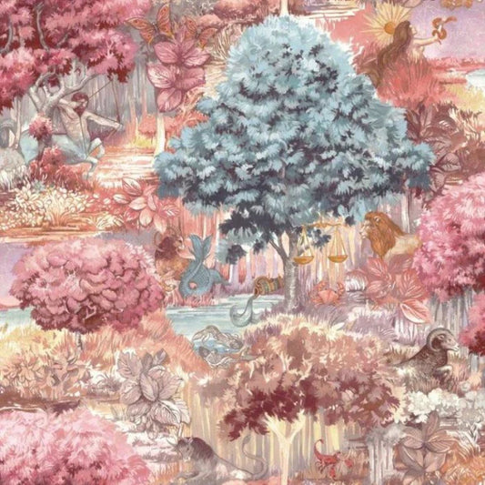 Astrology Woodland Wallpaper Pink Sample