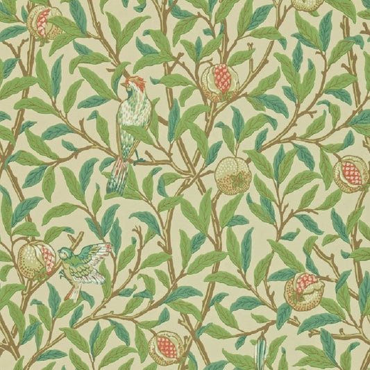 Morris & Co Bird & Pomegranate Wallpaper - Bayleaf/Cream Sample