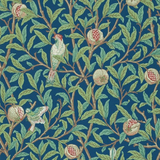 Morris & Co Bird & Pomegranate Wallpaper - Blue/Sage Sample