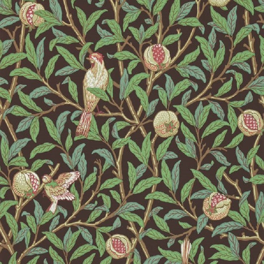 Morris & Co Bird & Pomegranate Wallpaper - Charcoal/Sage Sample