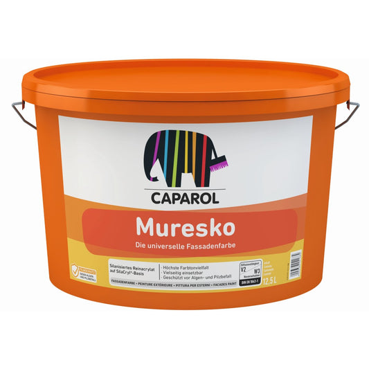 Caparol Muresko paint bucket on a white background