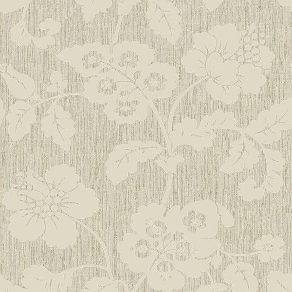 Chambray Trail Floral Leaf Cream Wallpaper Sample