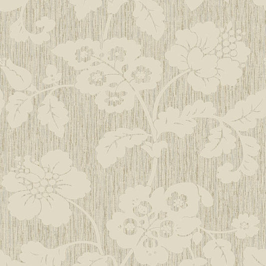 Chambray Trail Floral Leaf Cream Wallpaper Sample