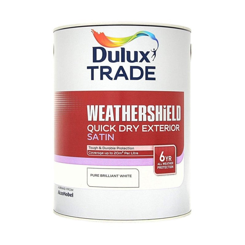 Dulux Trade Weathershield Quick Dry Exterior Satin - Pure Brilliant White