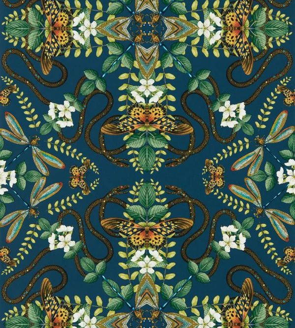 Clarke & Clarke Emerald Forest Wallpaper - Midnight Sample