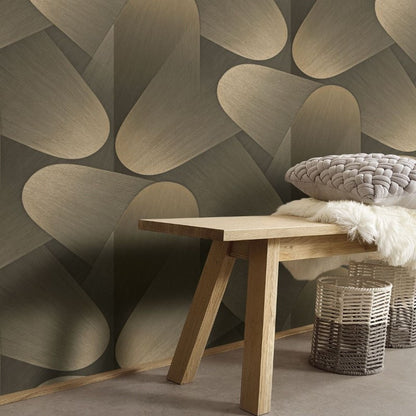 Allure Vinyl Geometric Wallpaper Dark Gold