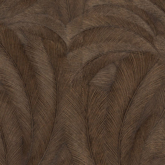 Ploom Vinyl Metallic Leaf Wallpaper Brown Sample