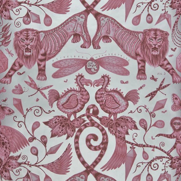 Clarke & Clarke Extinct Wallpaper- Magenta Sample