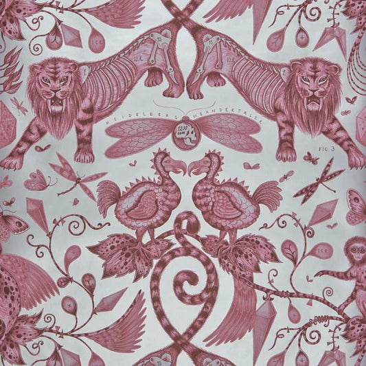 Clarke & Clarke Extinct Wallpaper- Magenta Sample