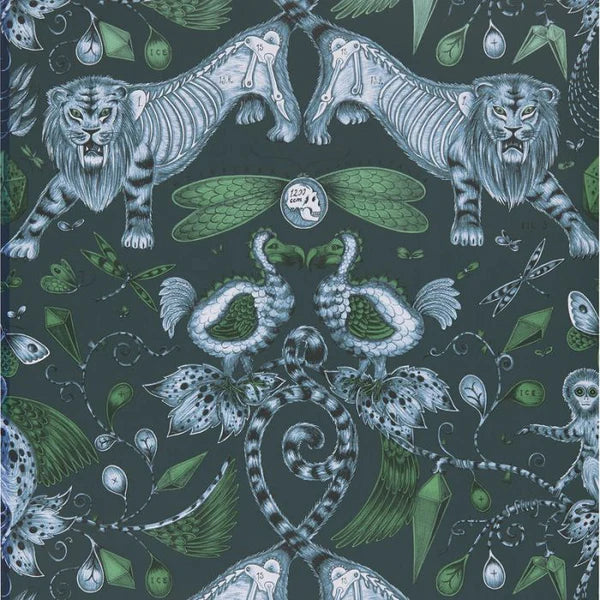 Clarke & Clarke Extinct Wallpaper- Navy Sample