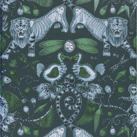 Clarke & Clarke Extinct Wallpaper- Navy Sample