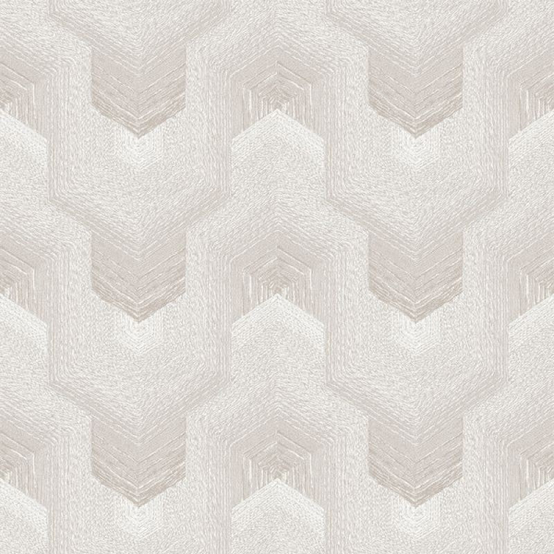 Polygonal Dream Geometric Stitch Wallpaper - Pale Silver Sample