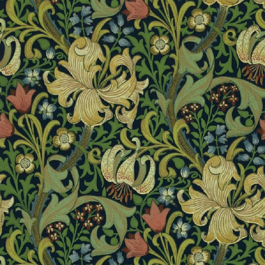 Morris & Co Golden Lily Wallpaper - Indigo Sample