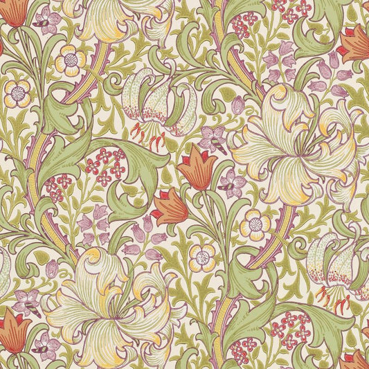 Morris & Co Golden Lily Wallpaper - Olive/Russet Sample