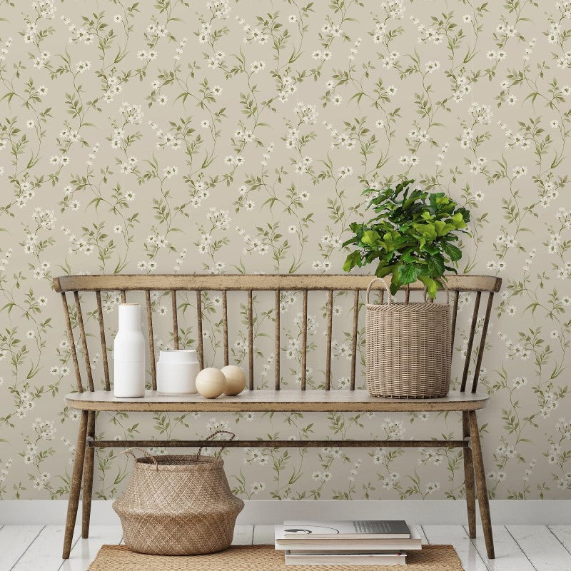 Lila Floral Sprig Wallpaper