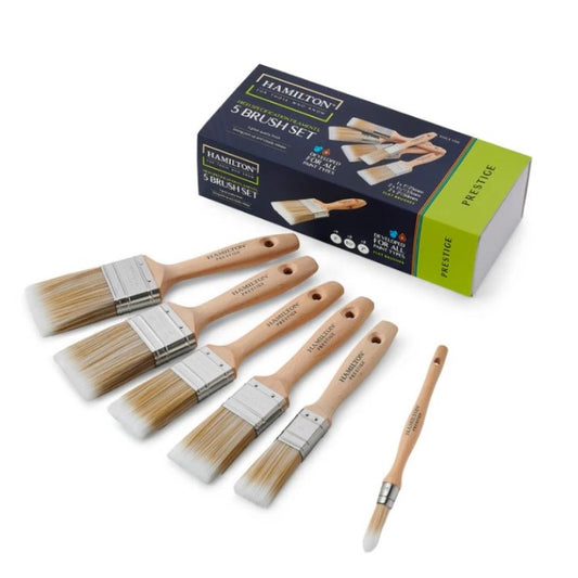 Hamilton Prestige Synthetic Flat Brush 5 Pack & Free Sash Brush