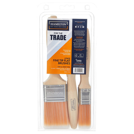 Hamilton For the Trade Fine Flat Tip Brushes - 6 Pack