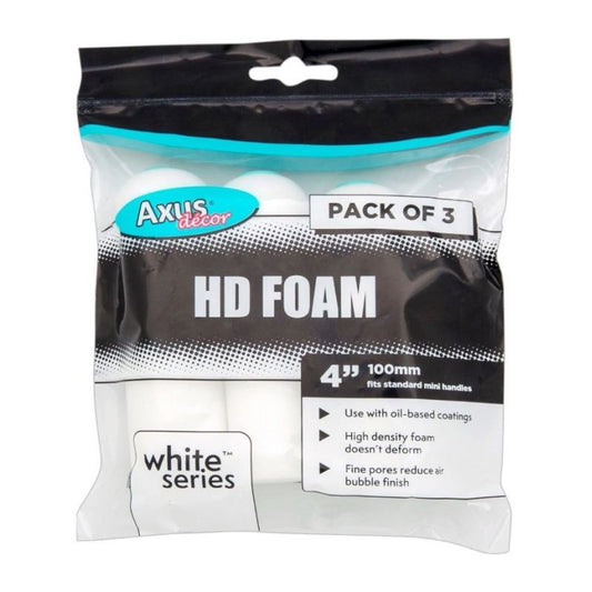 Axus HD Foam White Series 4" Mini Rollers - Pack of 3
