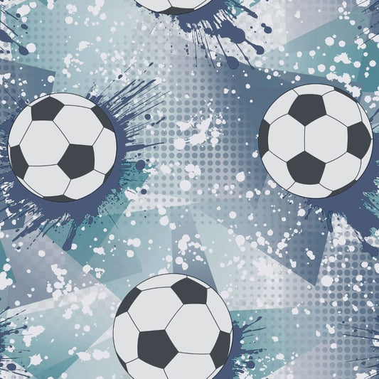 Football Frenzy Wallpaper - Navy/Teal Sample