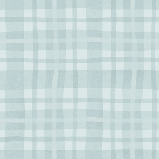 Ivy Plaid Check Wallpaper - Sky Blue Sample