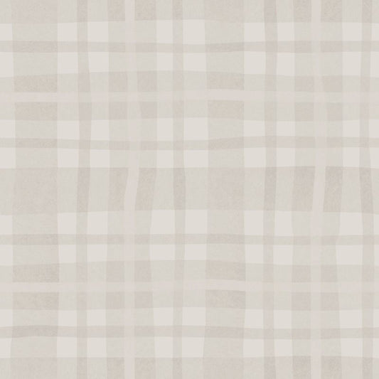 Ivy Plaid Check Wallpaper - Warm Grey Sample