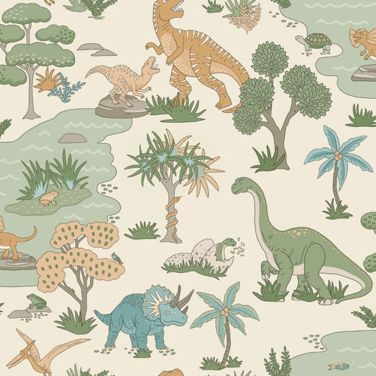Dino Zoo Wallpaper - Cream/Multi Sample