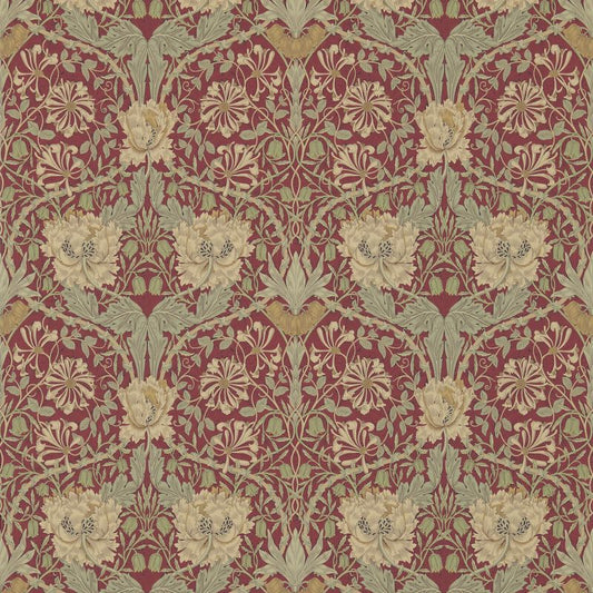Morris & Co Honeysuckle & Tulip Wallpaper - Red/Gold Sample