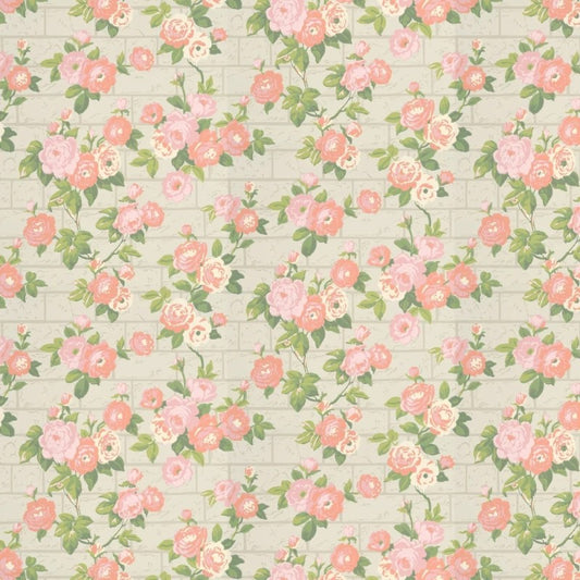 Little Greene Rose Garden Wallpaper Sample - Green Stone