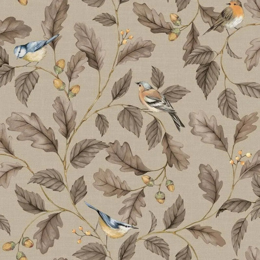 Oakleigh Trail Woodland Wallpaper Sample - Taupe