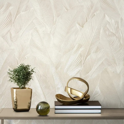 Gianni Leaf Metallic Textured Wallpaper