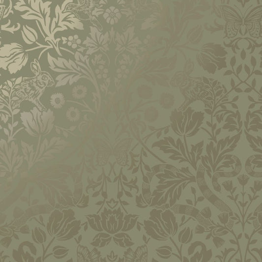 Glistening Mirrored Floral Wallpaper Green Sample
