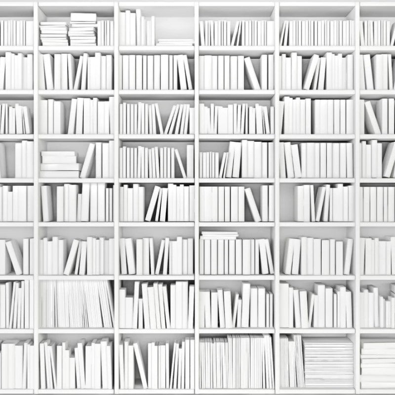 Origin Library Bookshelf Wall Mural White