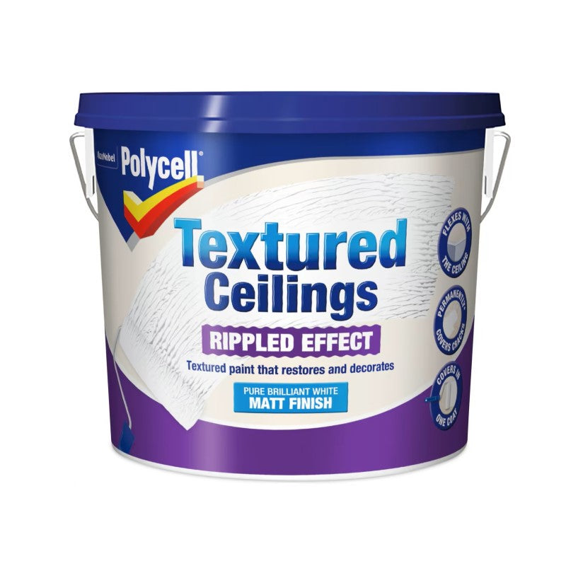 Polycell Textured Ceilings Rippled Effect - Pure Brilliant White 2.5L