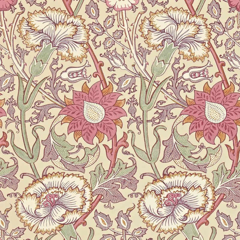 Morris & Co Pink & Rose Wallpaper - Manilla/White Sample