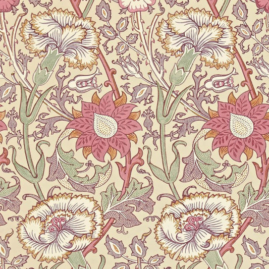 Morris & Co Pink & Rose Wallpaper - Manilla/White Sample