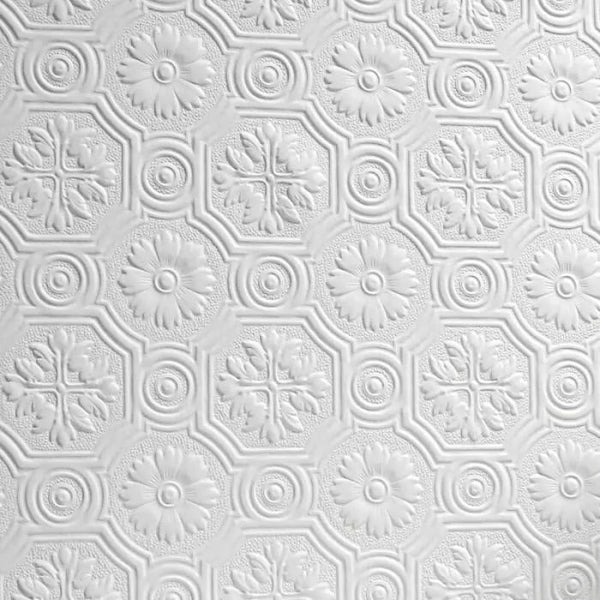Anaglypta Supaglypta Spencer Floral Motif Wallpaper White Sample